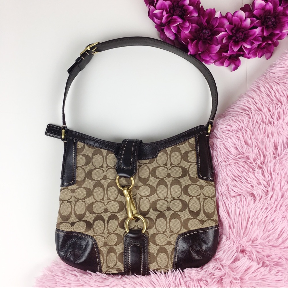 SALE Coach Hampton Brown Leather Jacquard